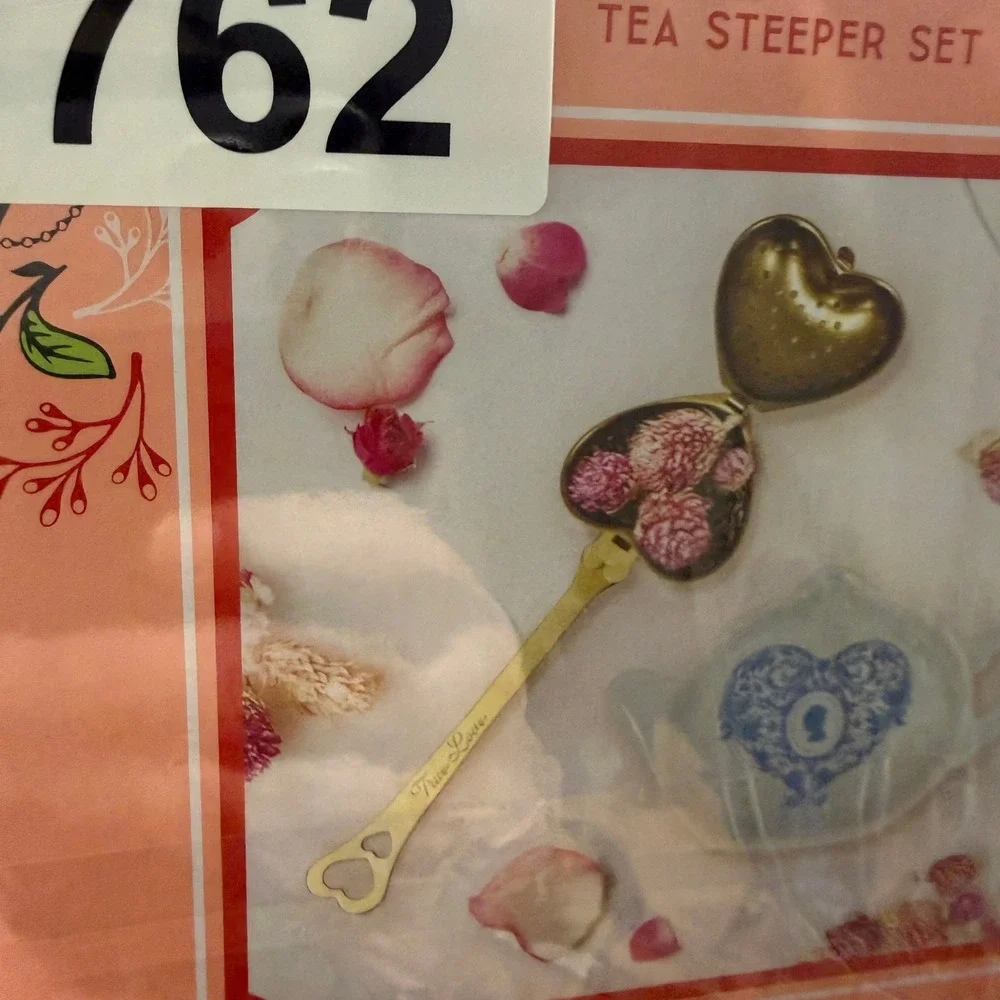 Bridgerton Tea Steeper Set Gold Heart Infuser Blue Teapot Rest Regencycore Royal